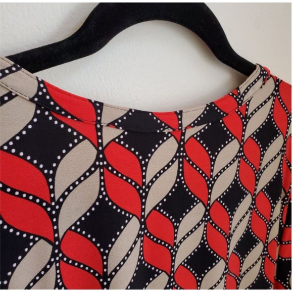 Ruby Rd. Favorites top Size M Black tan red print with tan textured dots - Picture 5 of 7